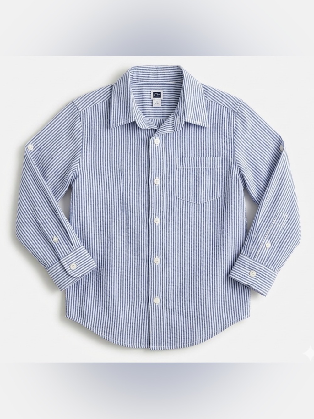 Janie & Jack | Blue White Stripes Linen Cotton LS Shirt | 4T